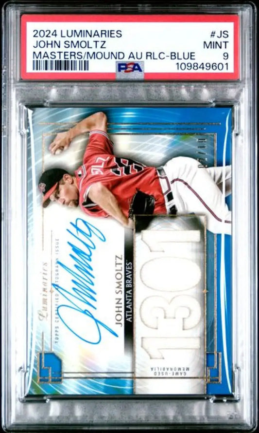 Graded John Smoltz Atlanta Braves baseball card from 2024 Topps Luminaries series