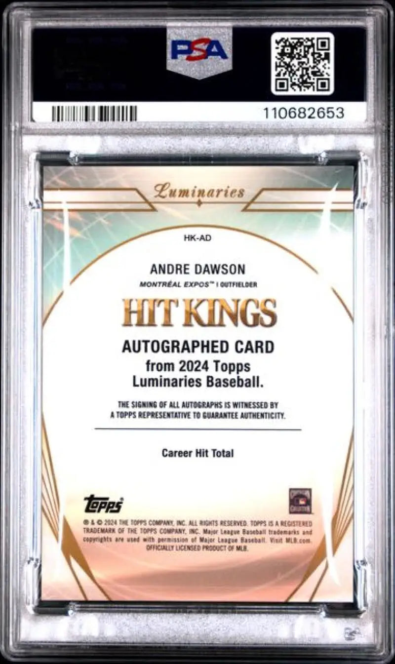 Graded Andre Dawson Baseball Card Montreal Expos 2024 Topps Luminaries Hit Kings