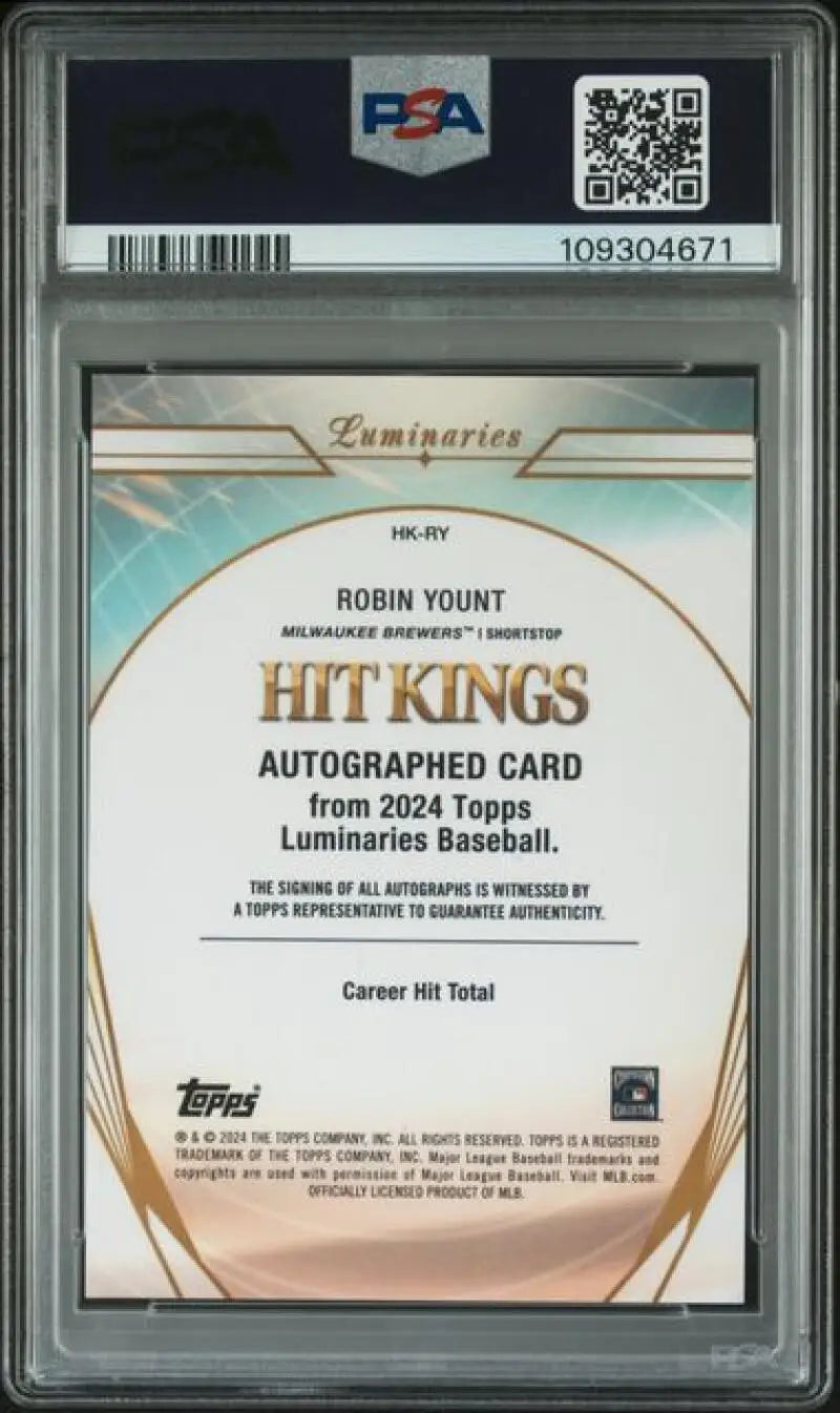 Autographed 2024 Topps Luminaries Robin Yount Milwaukee Brewers baseball card