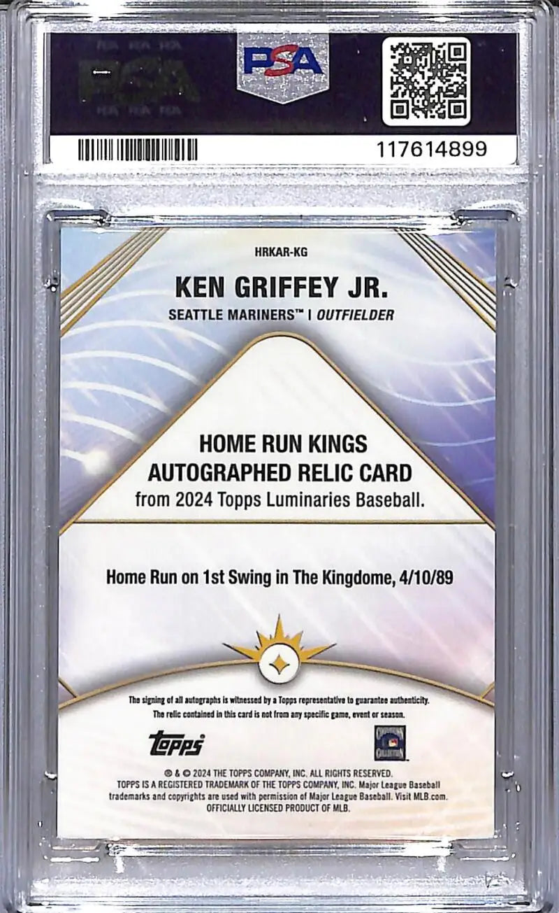 Graded Ken Griffey Jr. baseball card from 2024 Topps Luminaries Home Run Kings series