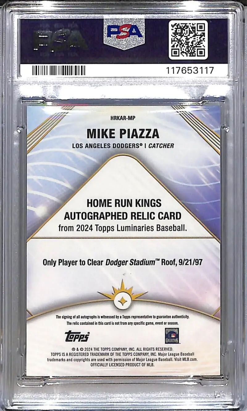 Graded Mike Piazza baseball card from Topps Luminaries Home Run Kings series