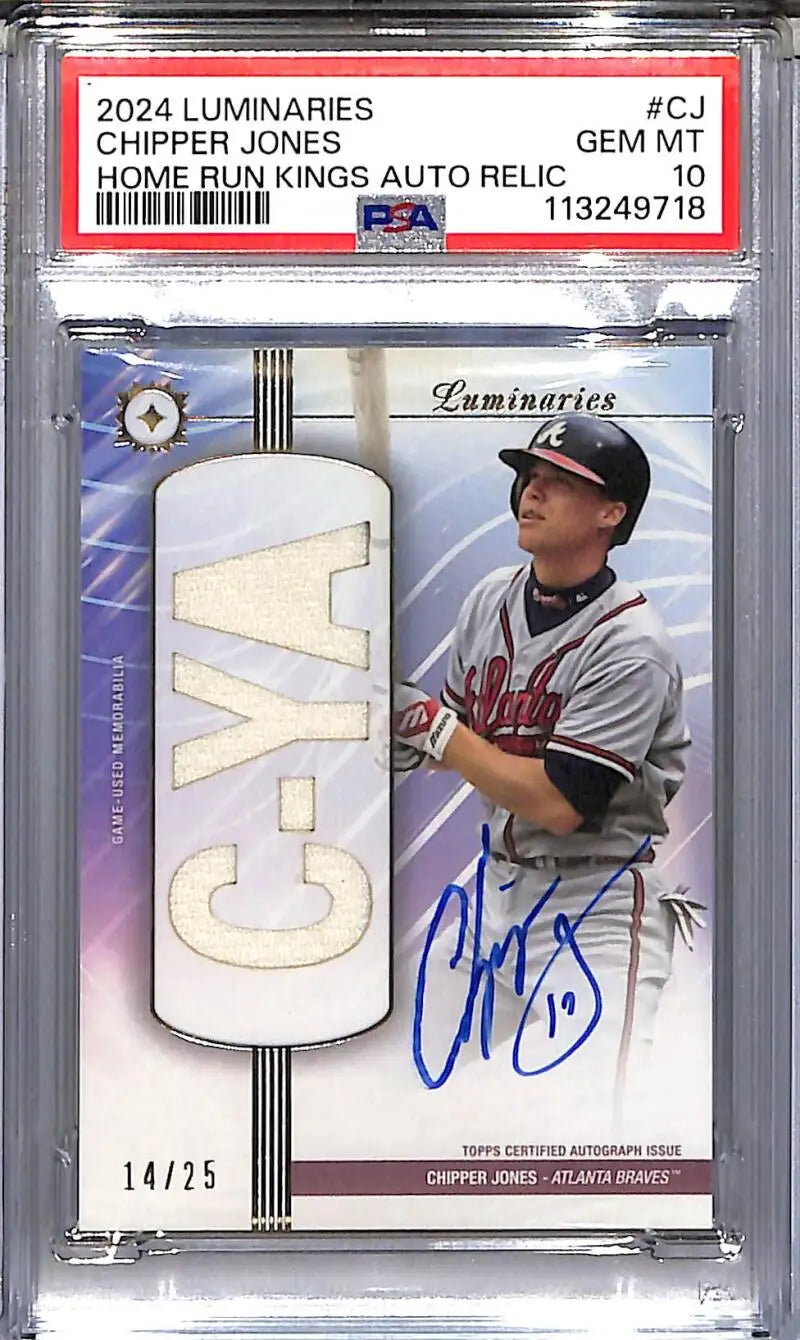 Graded Chipper Jones baseball card from 2024 Topps Luminaries Home Run Kings series