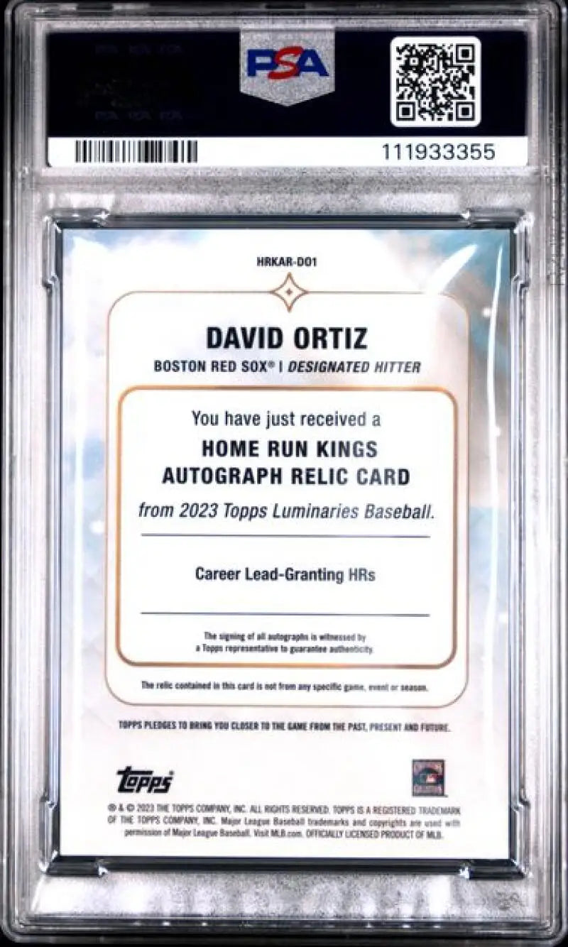Gradable David Ortiz Boston Red Sox baseball card from 2024 Topps Luminaries series
