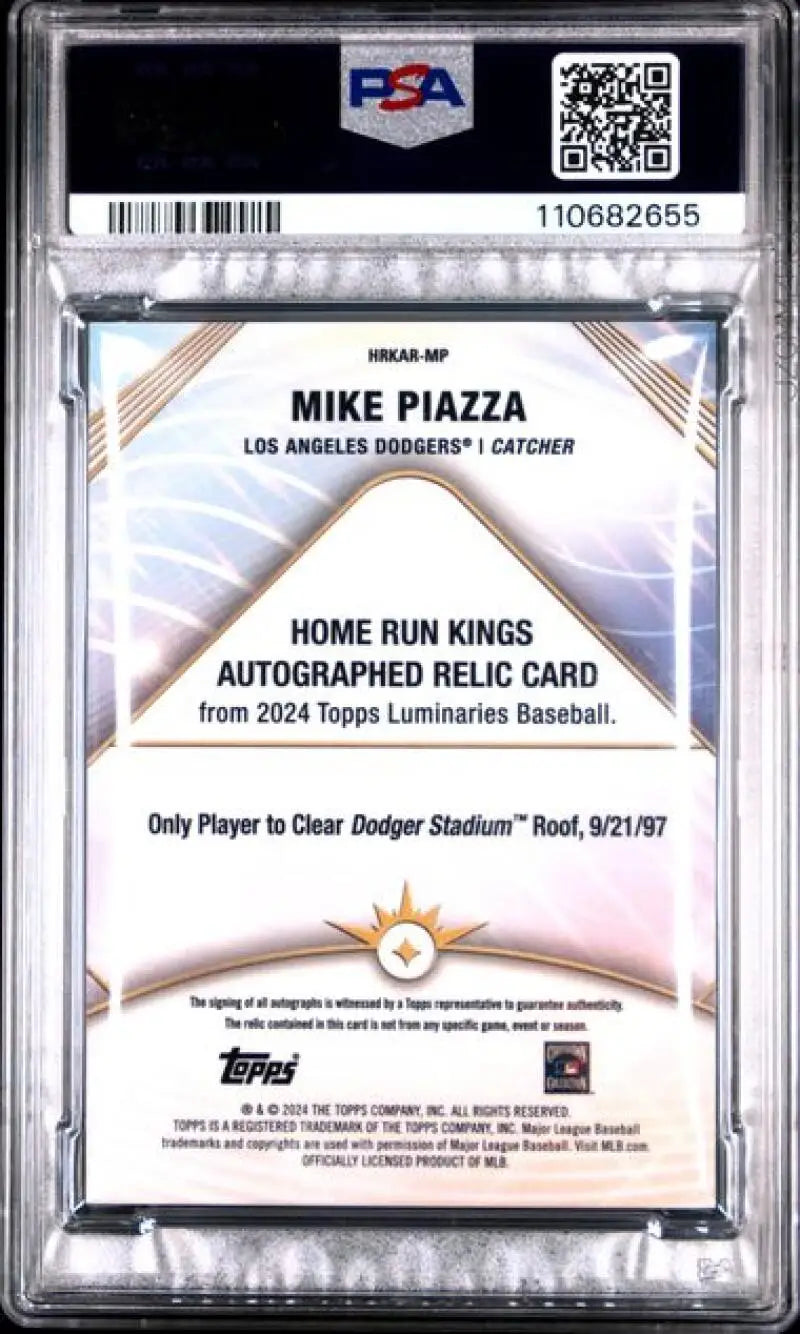 Graded Mike Piazza baseball card from 2024 Topps Luminaries Home Run Kings series