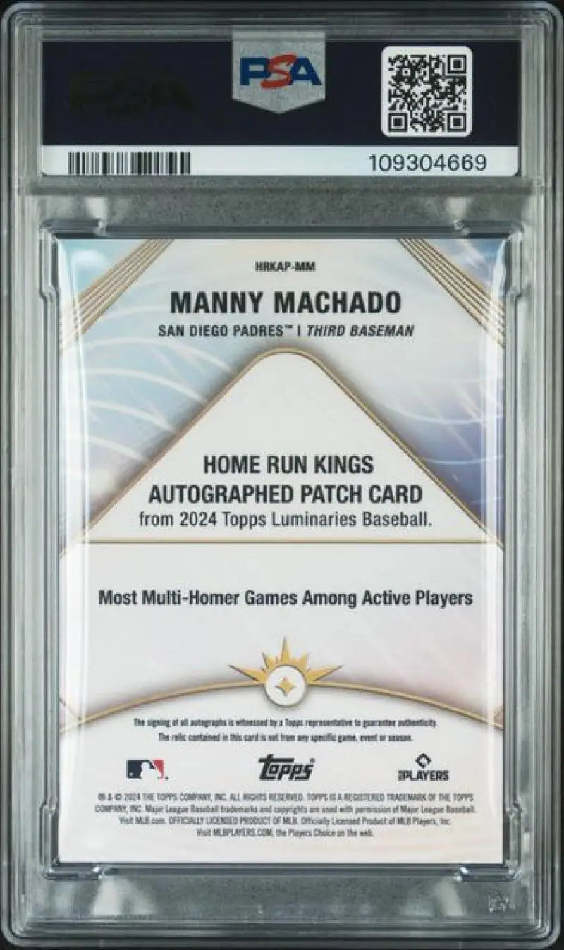 Autographed Manny Machado baseball card from San Diego Padres 2024 Topps Luminaries