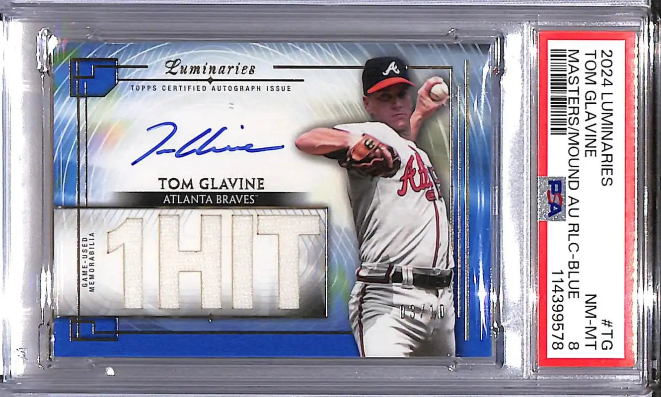 Tom Glavine autographed baseball card from 2024 Topps Luminaries Masters of the Mound