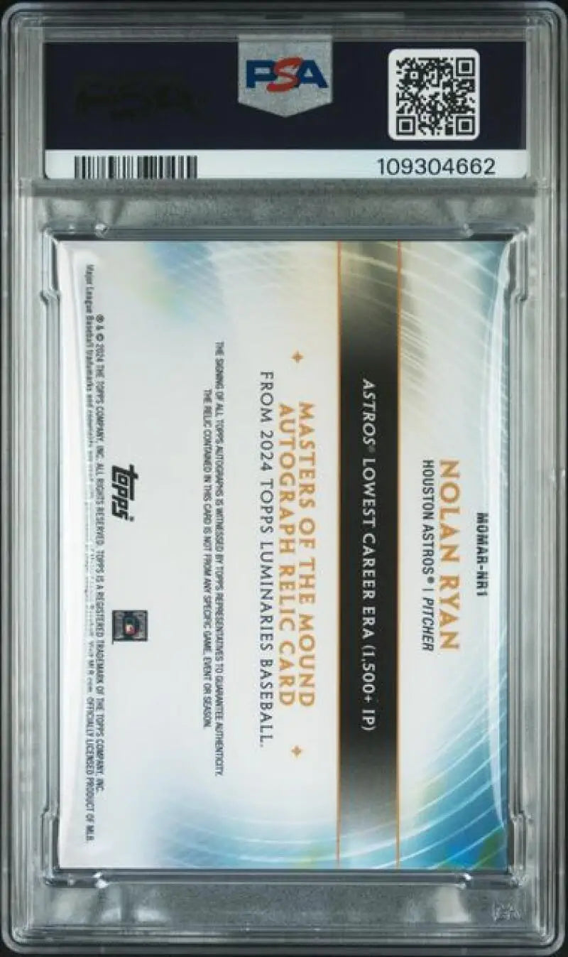 Graded Nolan Ryan baseball card from Topps Luminaries featuring Houston Astros logo