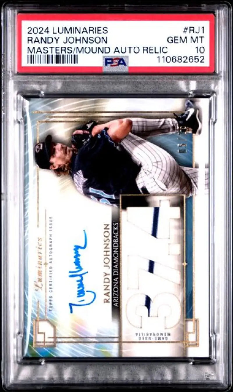 Graded Randy Johnson baseball card 2024 Topps Luminaries GEM MINT MEM Auto PSA 10