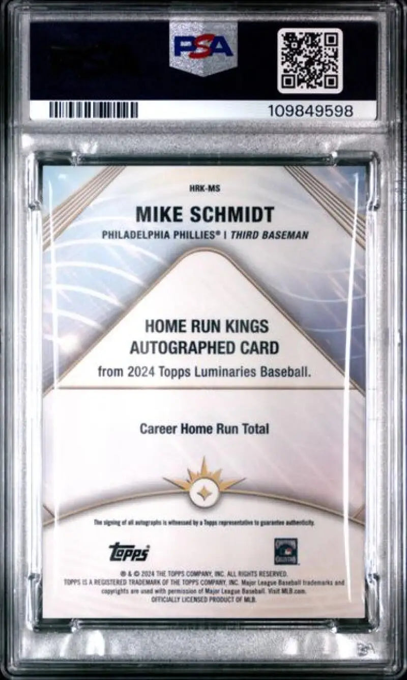 Autographed Mike Schmidt baseball card from 2024 Topps Luminaries Purple series