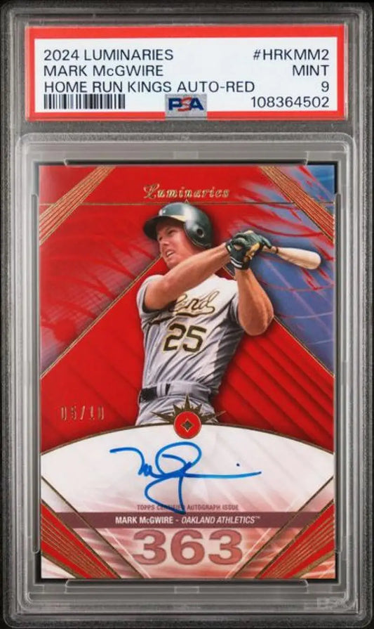 Mark McGwire autographed Topps Luminaries Red baseball card PSA 9 MINT 5/10