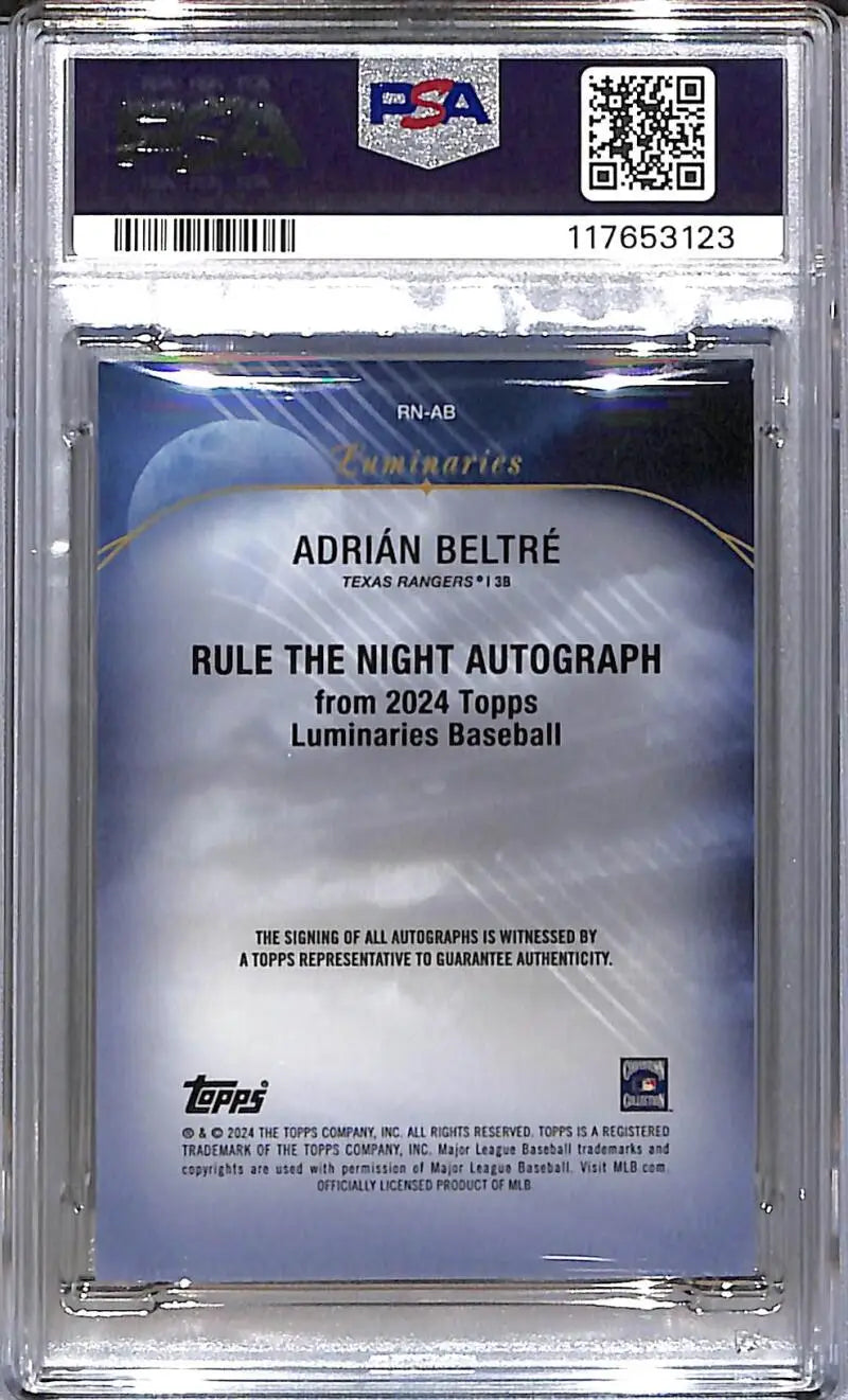 Autographed Adrian Beltre baseball card from 2024 Topps Luminaries Rule Texas Rangers