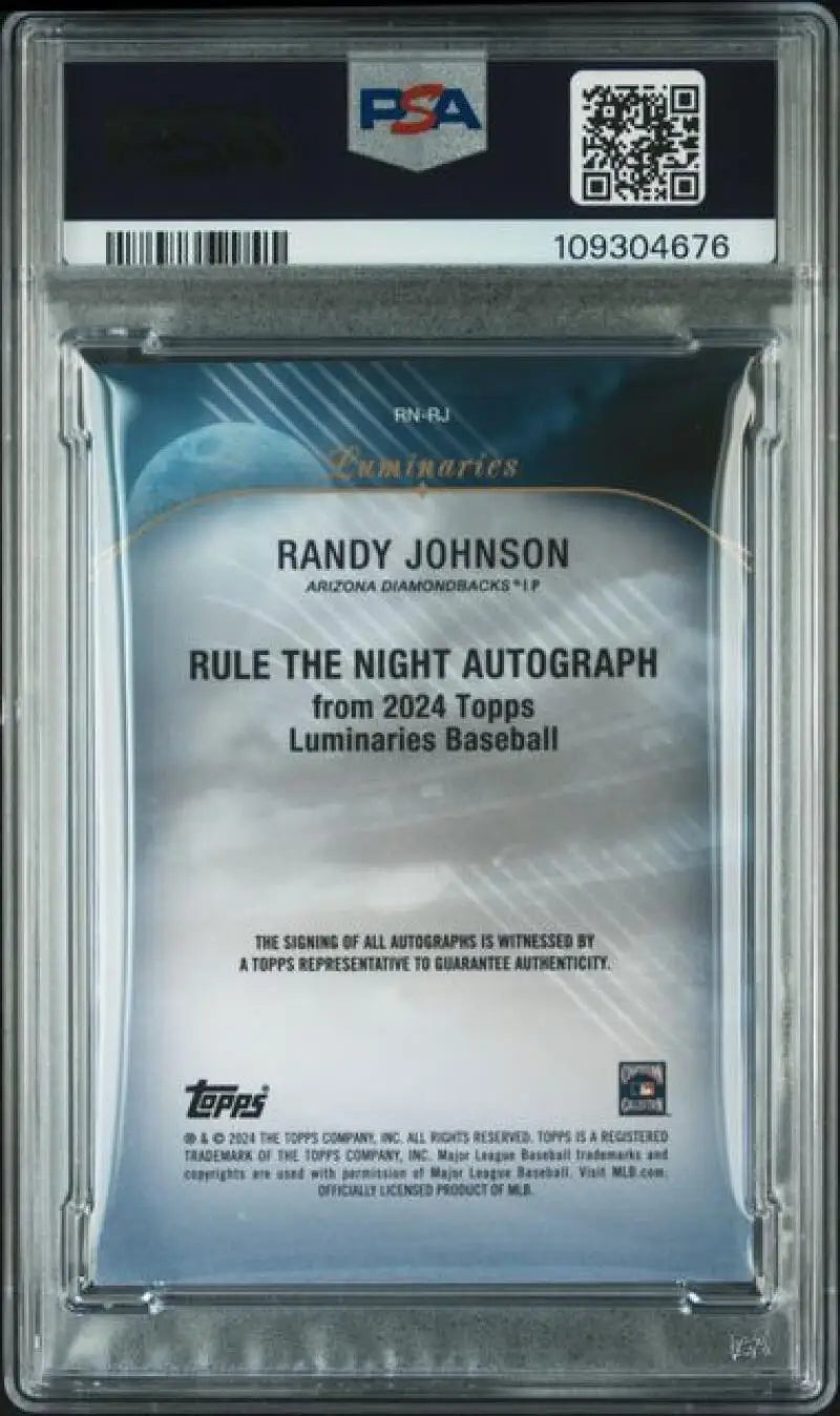 Graded Randy Johnson baseball card from Arizona Diamondbacks in 2024 Topps Luminaries series