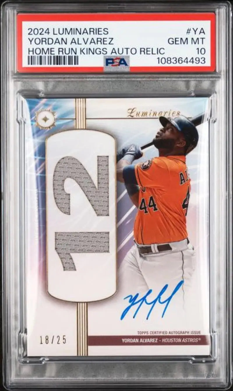 Yordan Alvarez autographed baseball card 2024 Topps Luminaries Gem Mint Houston Astros