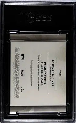 Graded Spencer Strider baseball trading card with quad relics copper from Topps Museum collection