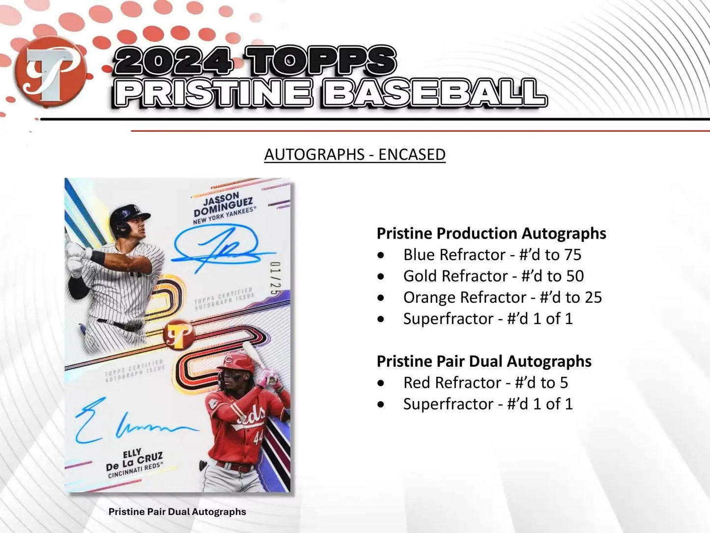 2024 Topps Pristine Baseball Hobby Box with autograph relic and gold refractor card