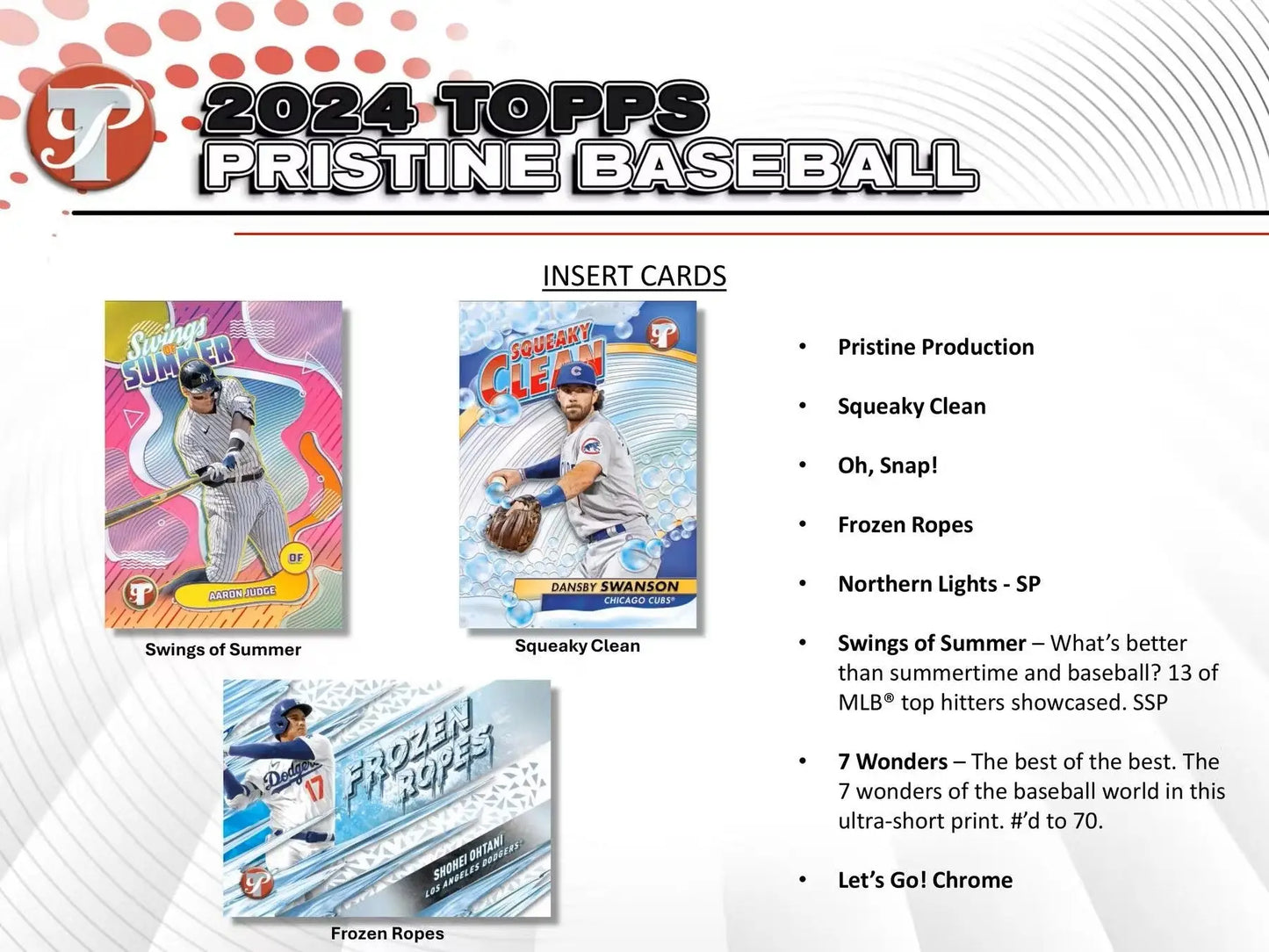 2024 Topps Pristine Baseball insert cards featuring autograph relic and gold refractor options