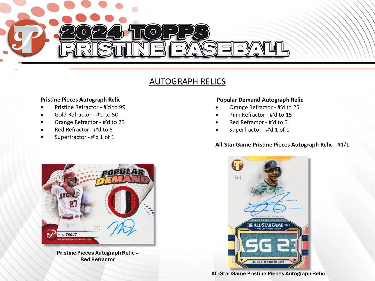 2024 Topps Pristine Baseball Hobby Box with autograph relic and gold refractor