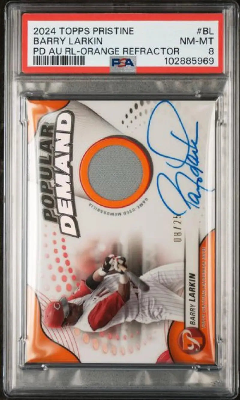 Graded Barry Larkin autographed baseball card for Cincinnati Reds collectors