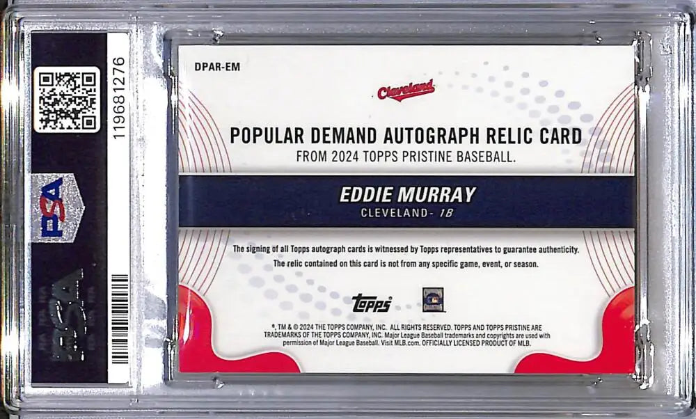 Eddie Murray baseball trading card from 2024 Topps Pristine Popular Demand Gold series