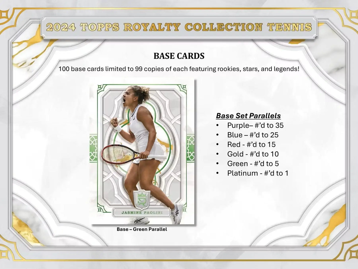 Tennis trading card from 2024 Topps Royalty Collection Tennis Hobby Box