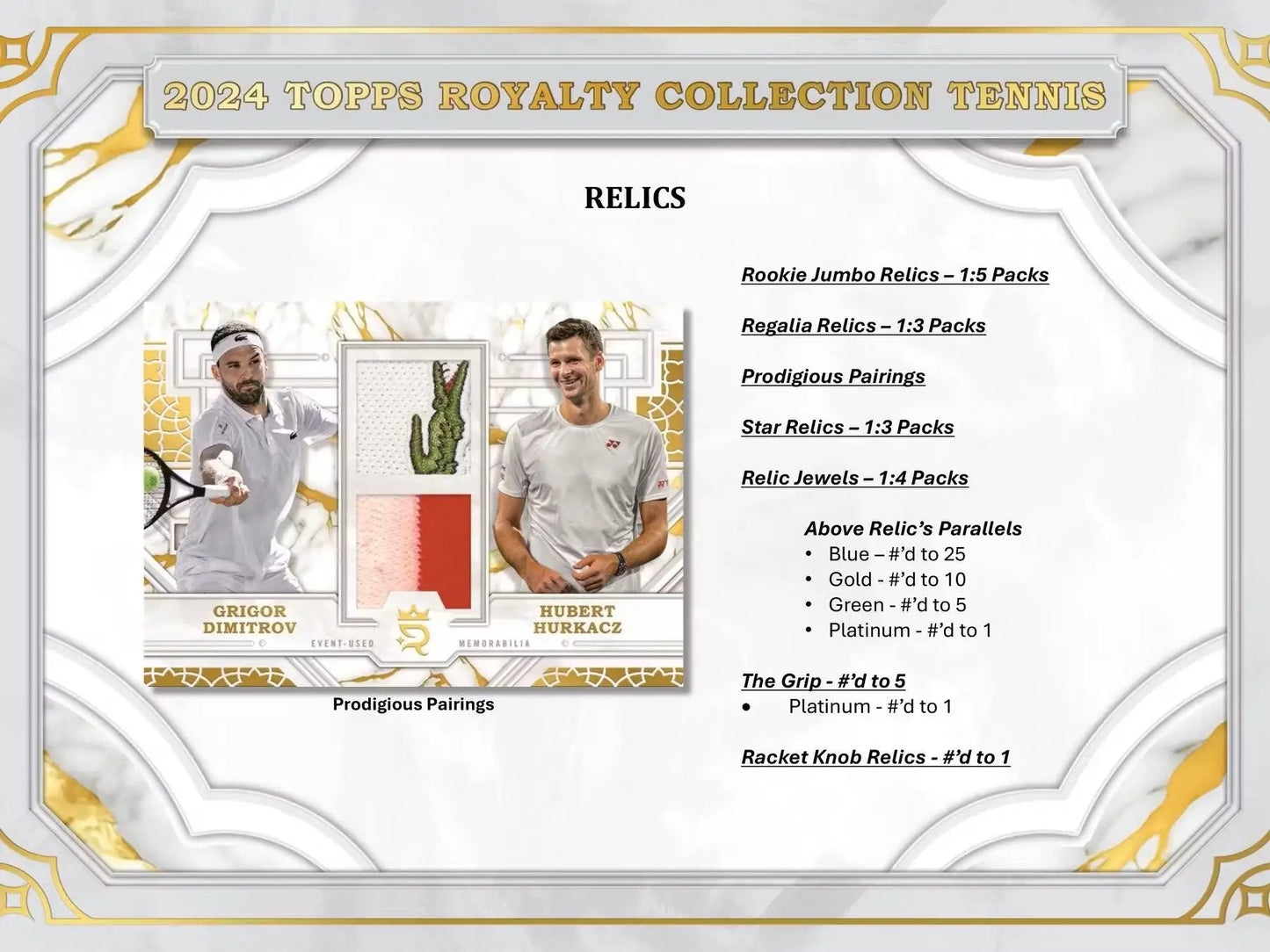 2024 Topps Royalty Collection Tennis card from the Royalty Collection Tennis Hobby Box