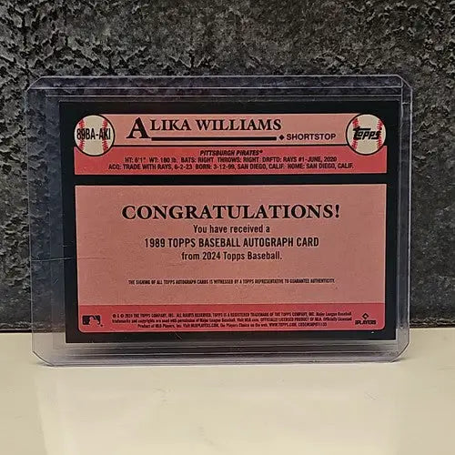 Alika Williams baseball card from 2024 Topps Series 2 Topps Baseball Autographs