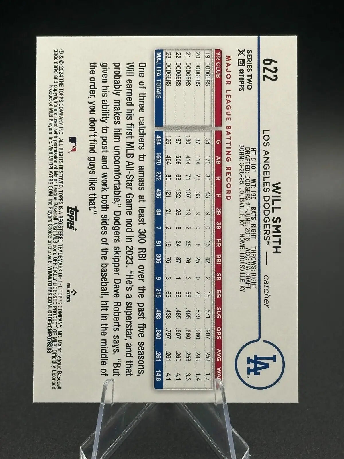 2024 Topps Series 2 #622 Will Smith Team Logo Parallel baseball card for Los Angeles Dodgers