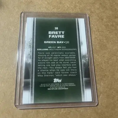 Brett Favre trading card from 2024 Topps Signature Class Signature Class Brett Packers Red And Yellow Parallel