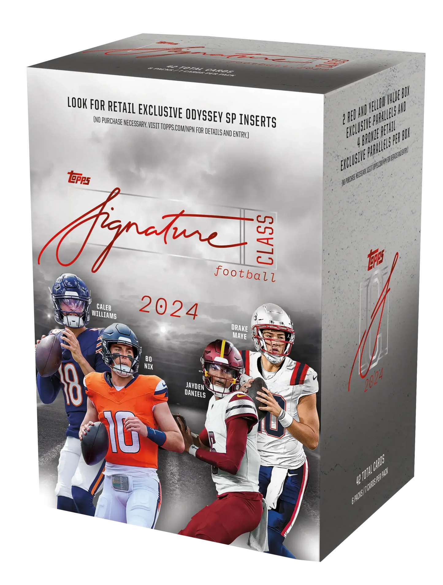 2024 Topps Signature Class Football retail box featuring signature class football cards