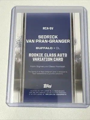 2024 Topps Signature Class Sedrick Van Pran-Granger Rookie Class I Auto RC in clear case