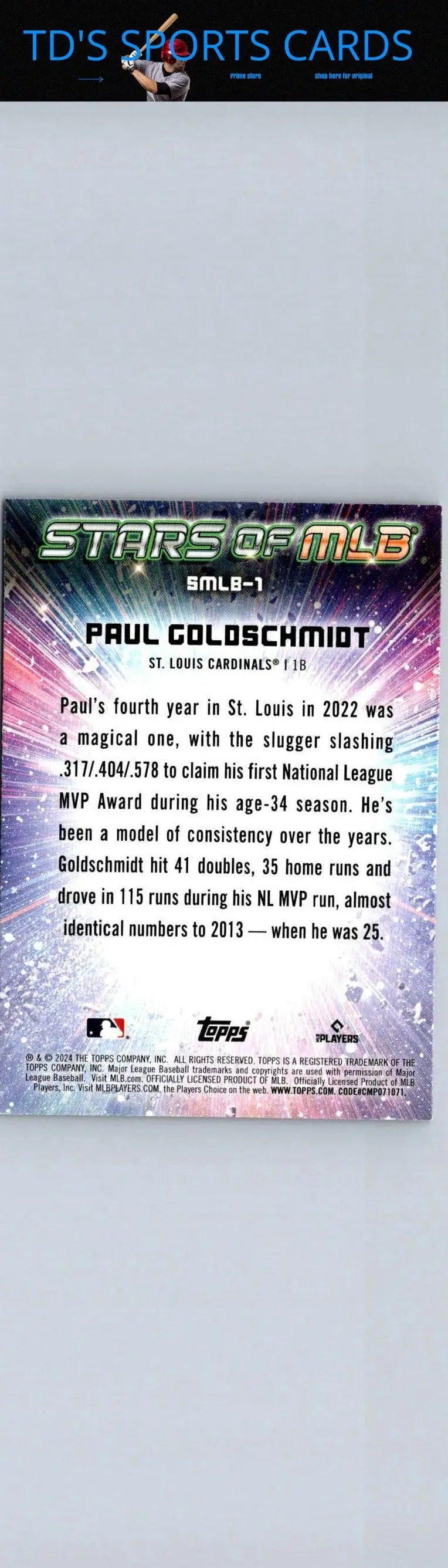 2024 Topps Paul Goldschmidt Stars of MLB baseball card featuring Paul Goldschmidt stars
