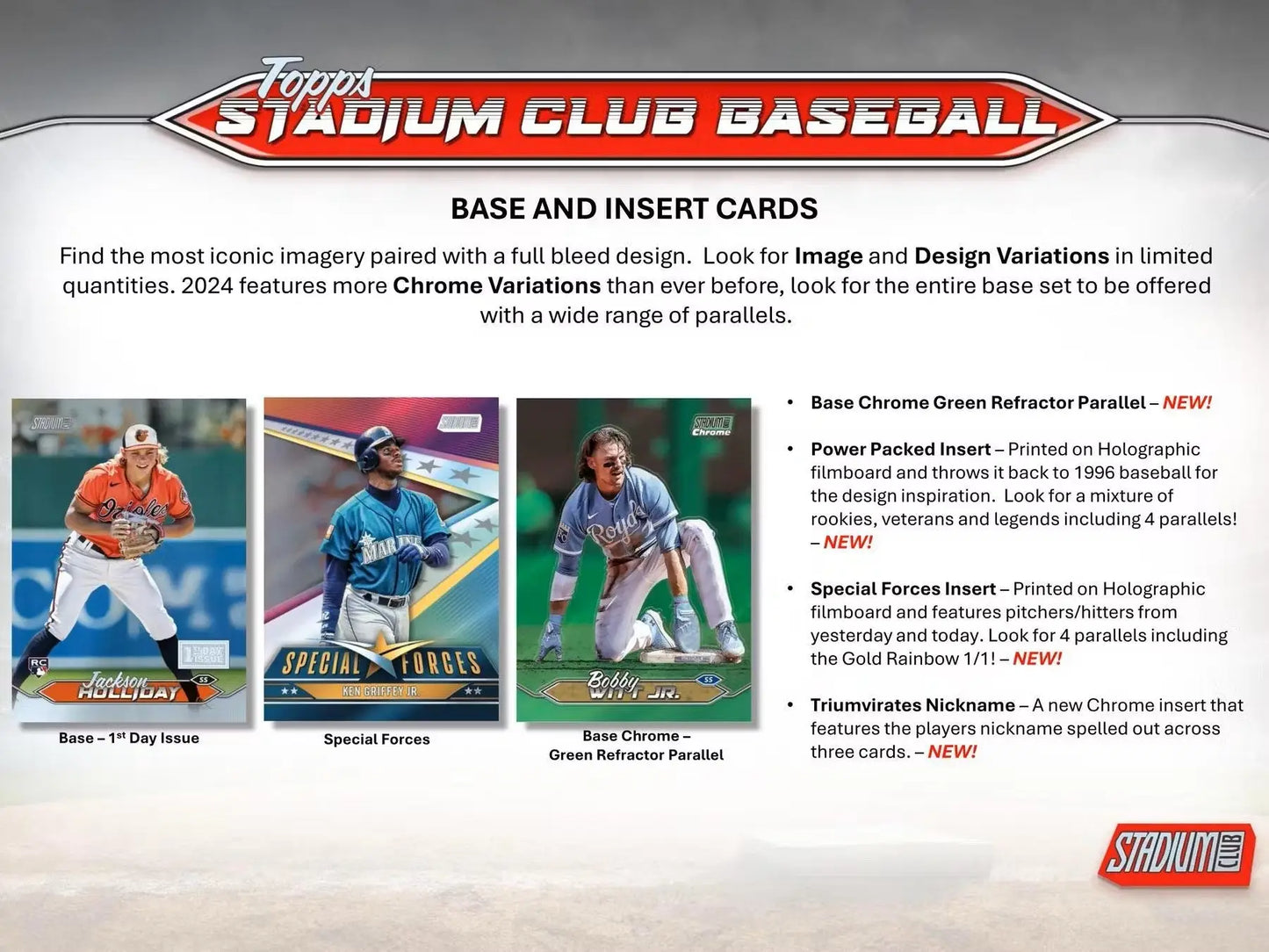 2024 Topps Stadium Club Baseball cards inside compact box showcasing stadium club baseball memorabilia