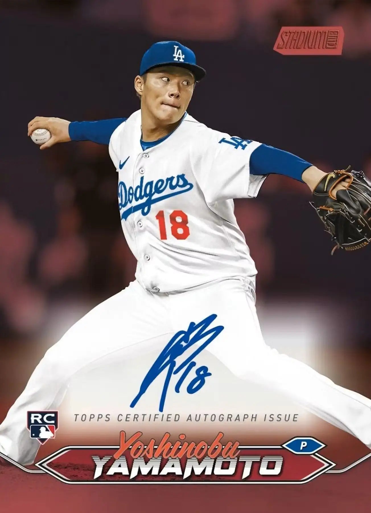 Yoshinobu Yamamoto baseball card from 2024 Topps Stadium Club Baseball Compact Box