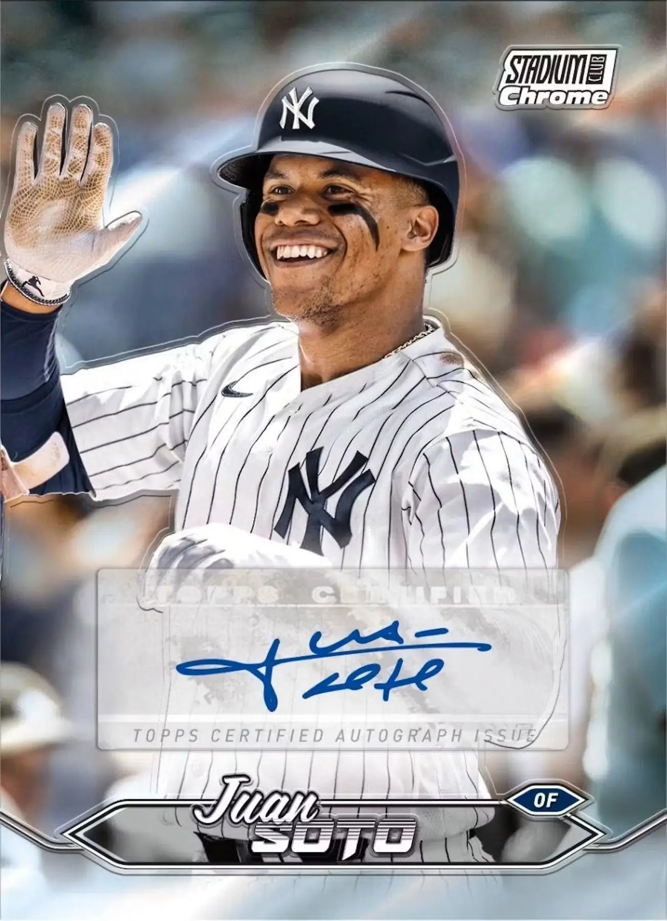 Juan Soto autographed baseball card from 2024 Topps Stadium Club Baseball Compact Box