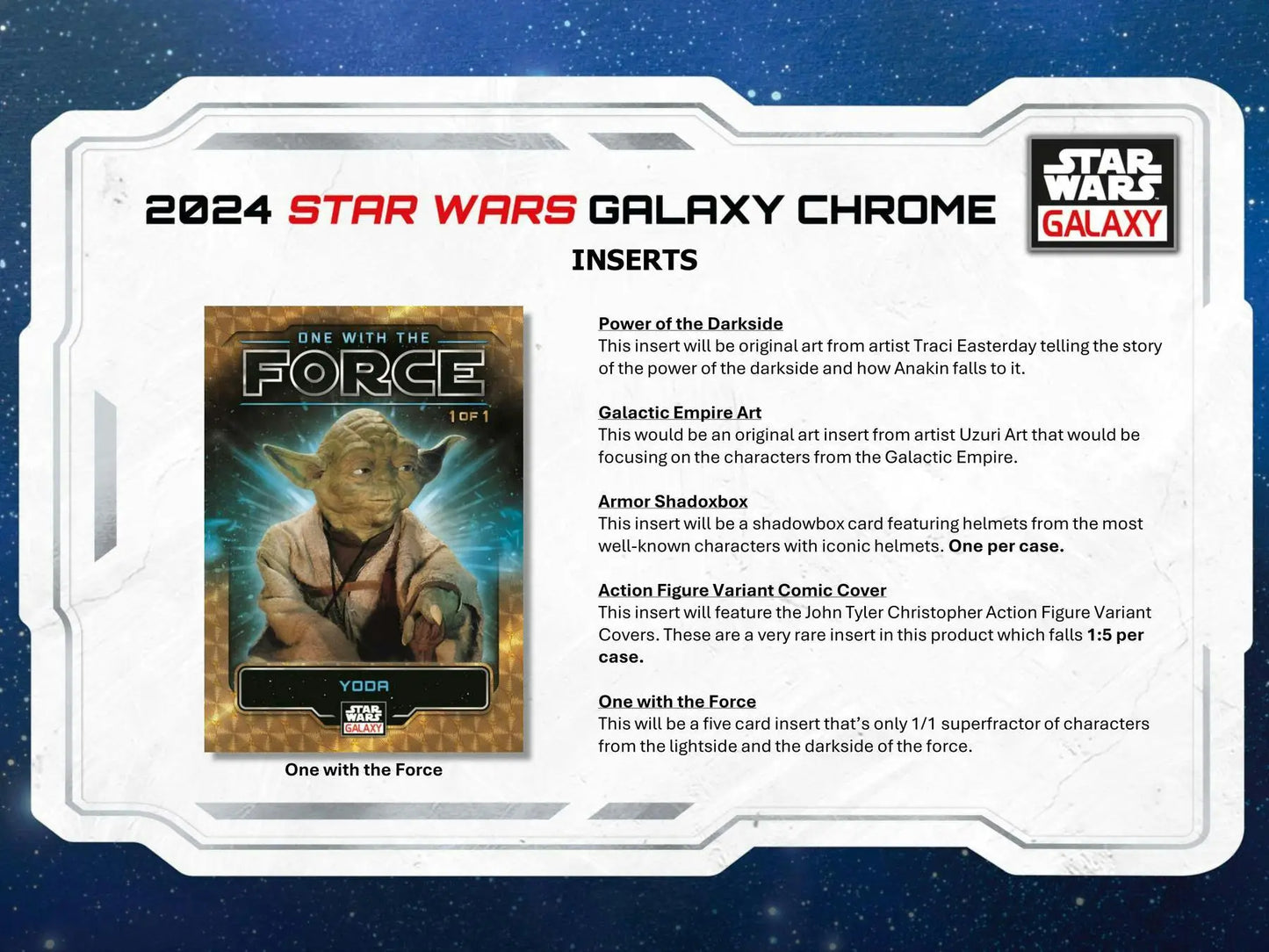 Star Wars Galaxy Chrome trading card with refractor parallel and original art from 2024 Topps Hobby Box