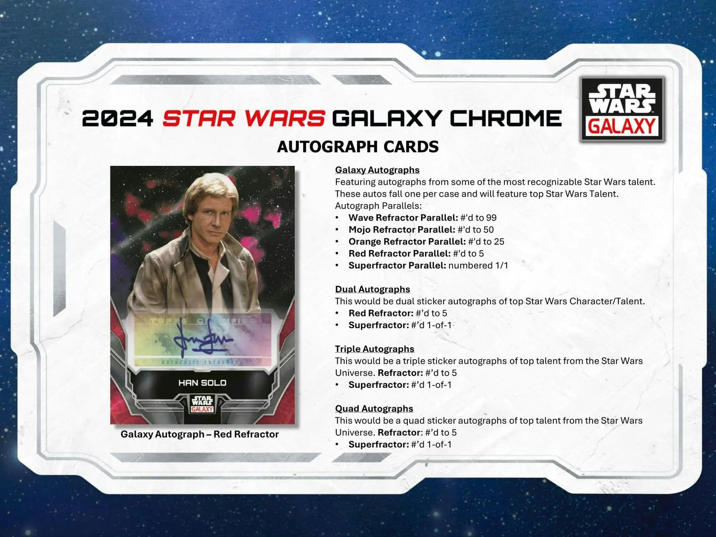 2024 Star Wars Galaxy Chrome autograph card with refractor parallel and original art