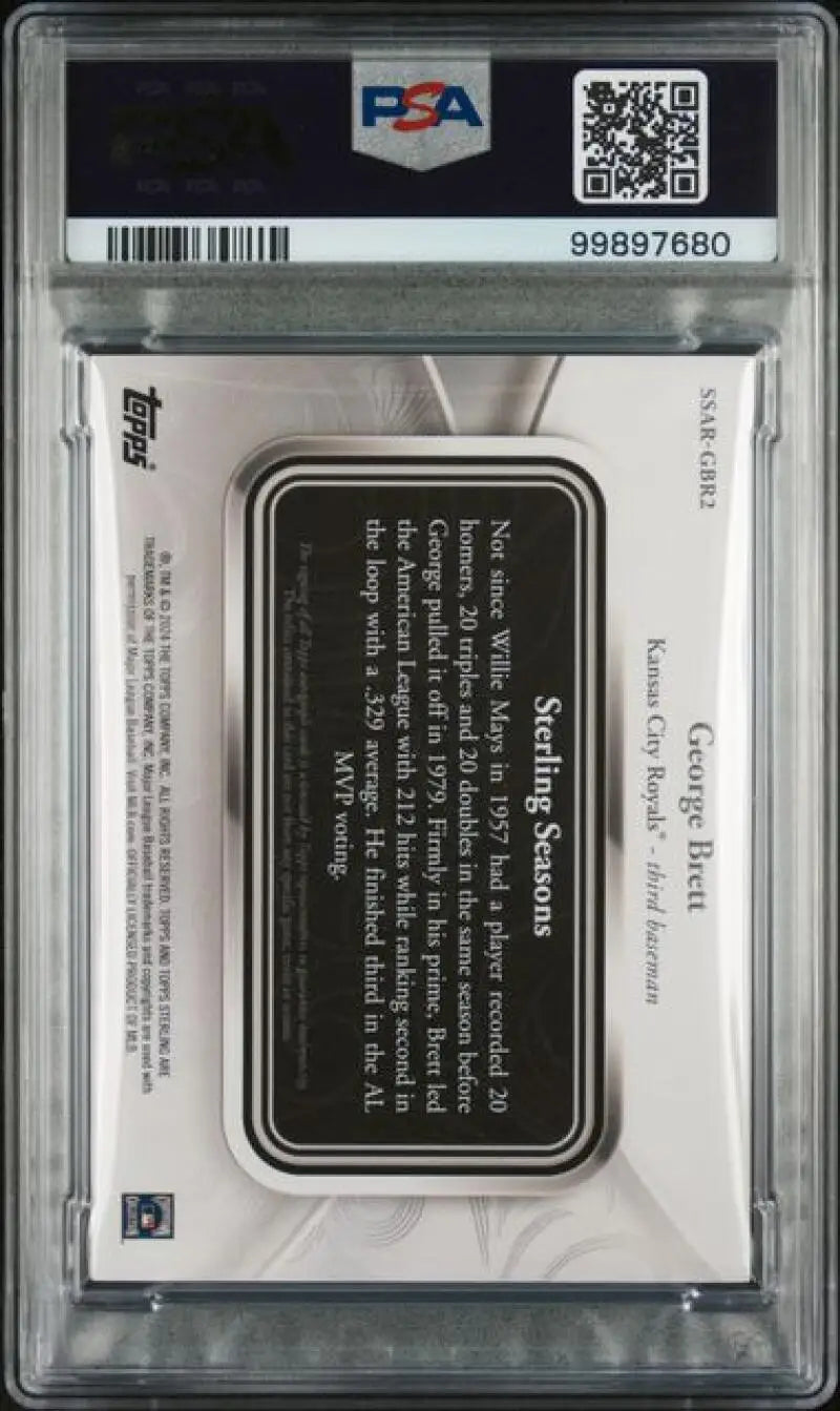 PSA-graded 2024 Topps Sterling George Brett Kansas City Royals baseball card with QR code
