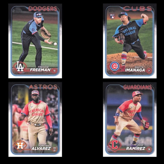 Collection of four Topps Update All Star Game baseball trading cards featuring different players