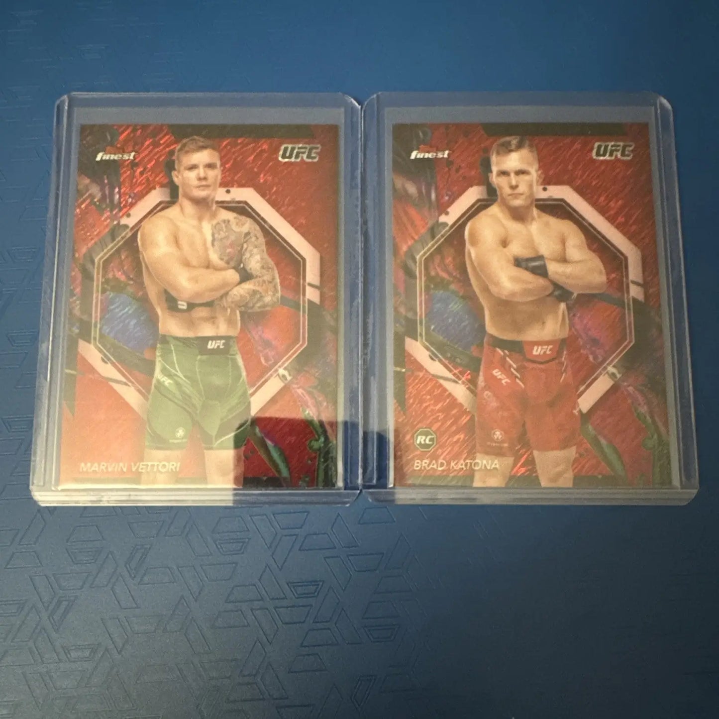 UFC trading cards featuring Marvin Vettori and Brad Katona in 2024 Topps Red Shimmer lot