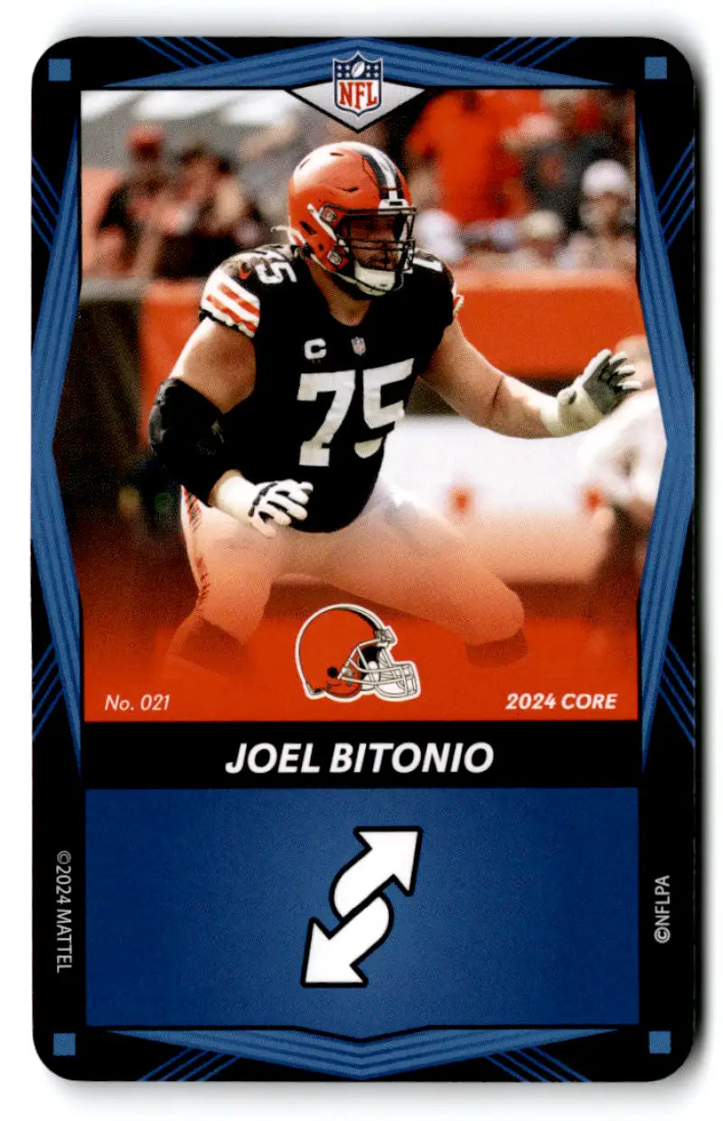 Collectible 2024 UNO Elite Core Edition Joel Bitonio NFL Trading Card with original gloss