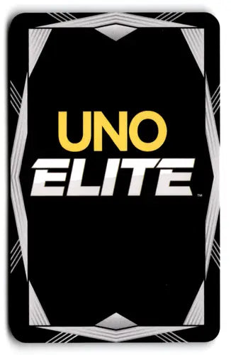 Black Uno Elite playing card with gold and white lettering from original gloss elite core edition