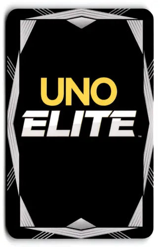 Black UNO Elite Core playing card with gold and white lettering, part of the original gloss elite core edition