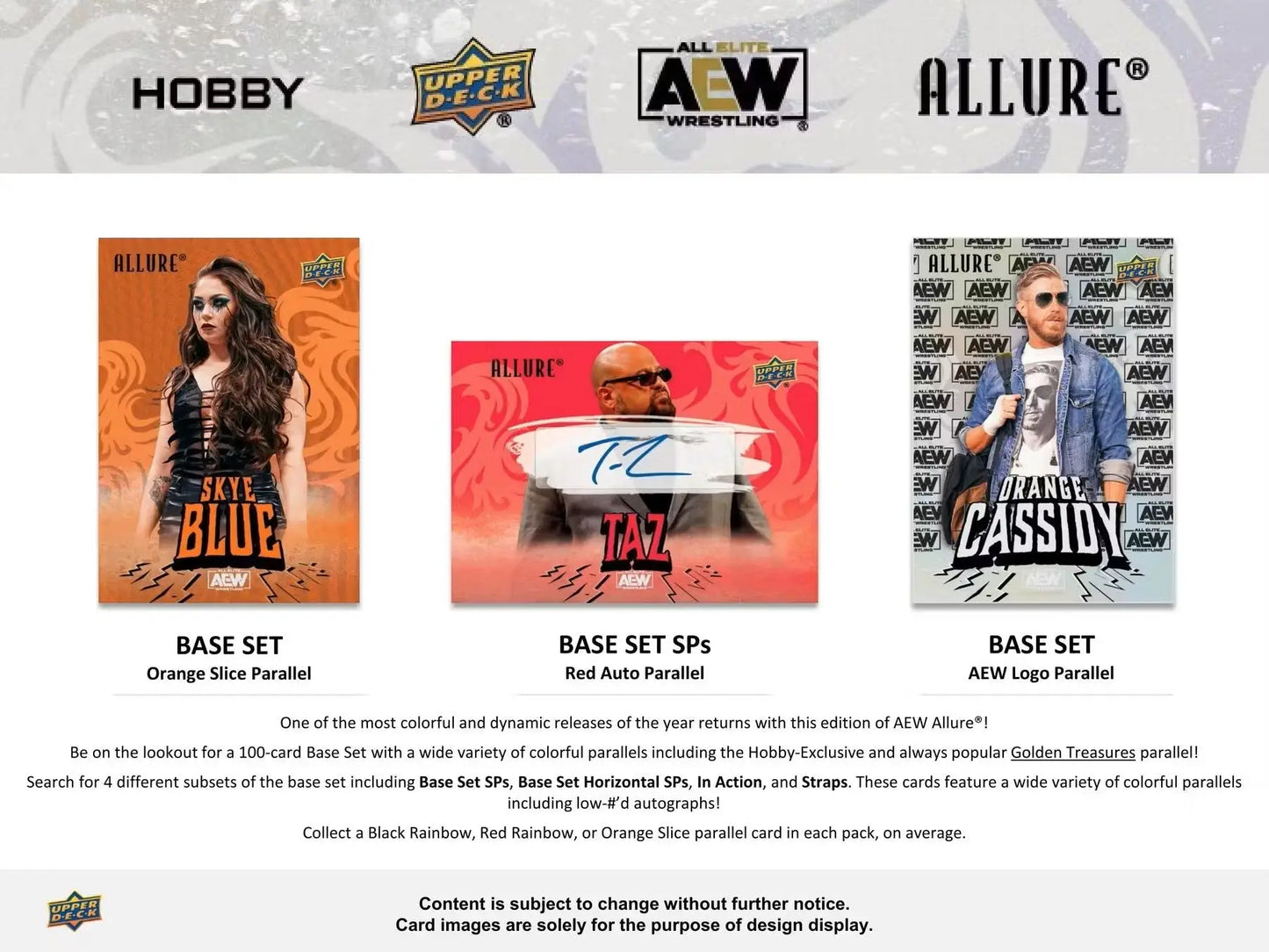 Promotional material for AEW Allure wrestling trading cards in 2024 Upper Deck AEW hobby box