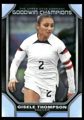 Collectible trading card featuring Gisele Thompson in white uniform from 2024 Upper Deck Goodwin Champions