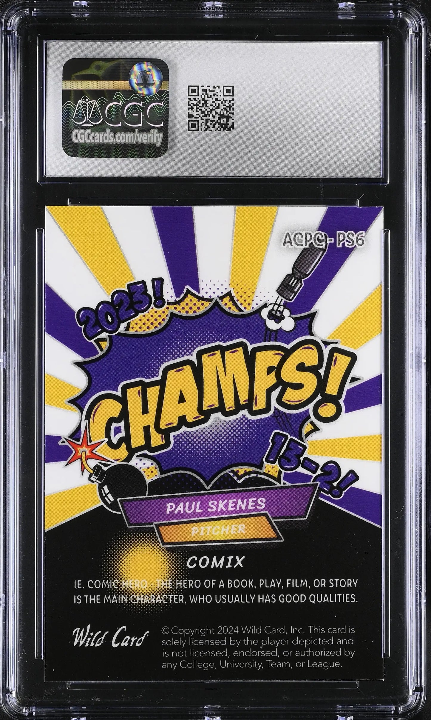 Graded Paul Skenes baseball card from 2024 Wild Card Alumination Comix Skenes Ed