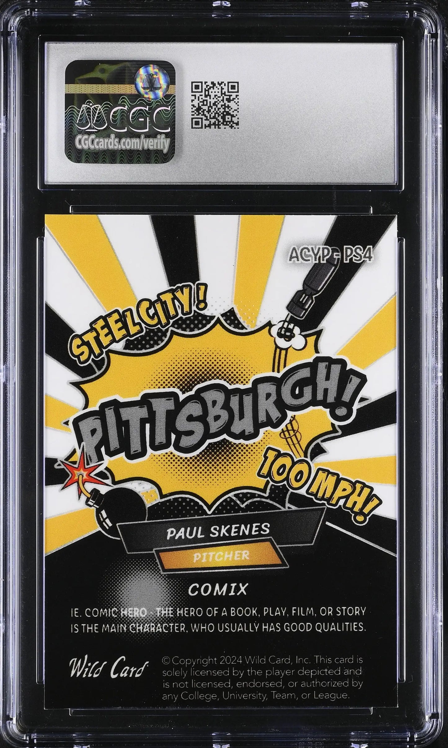 Graded Paul Skenes baseball card with comic book design from 2024 Wild Card Alumination Comix
