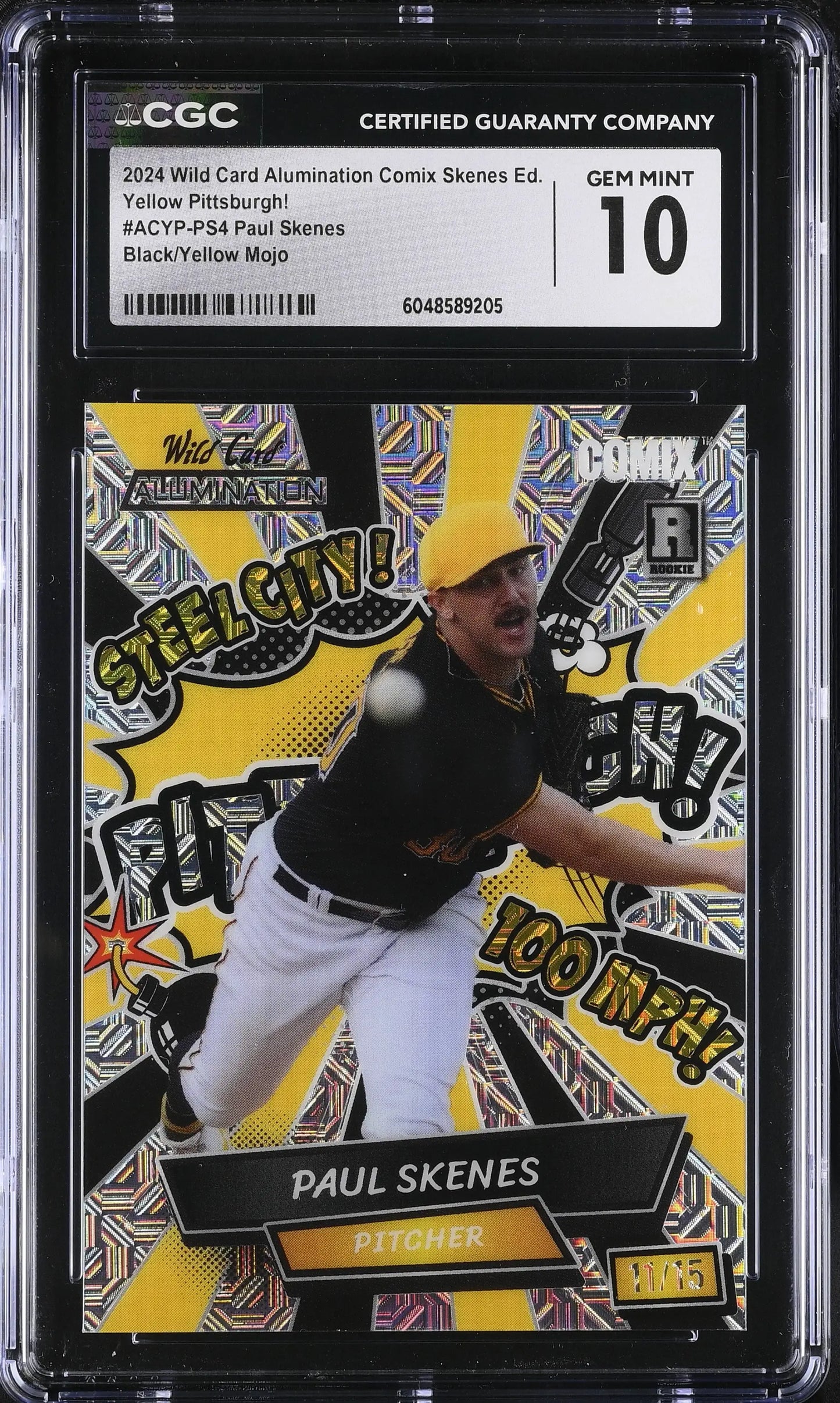 Graded Paul Skenes baseball card from 2024 Wild Card Alumination Comix series
