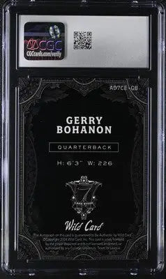 Graded Gerry Bohanon football card from Wild Card series with Blue Rainbow design