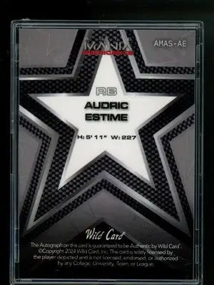 Audric Estime football card from 2024 Wild Card Mania American FB collection