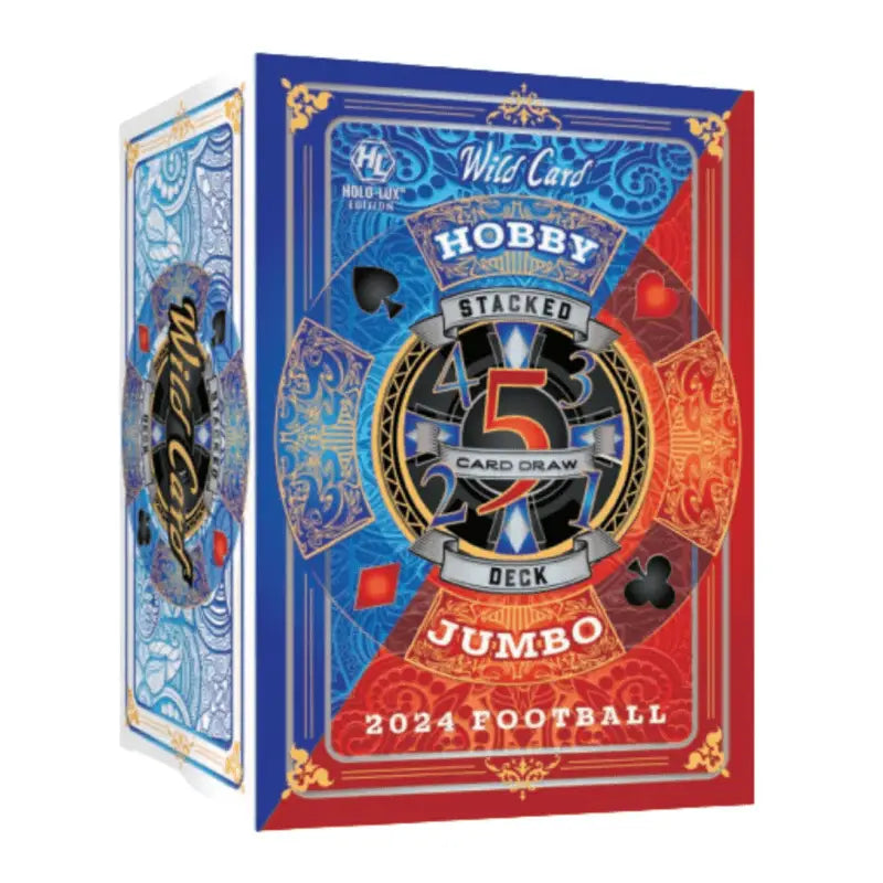 Wild card stacked deck football hobby box with playing card design for collectible card game fans
